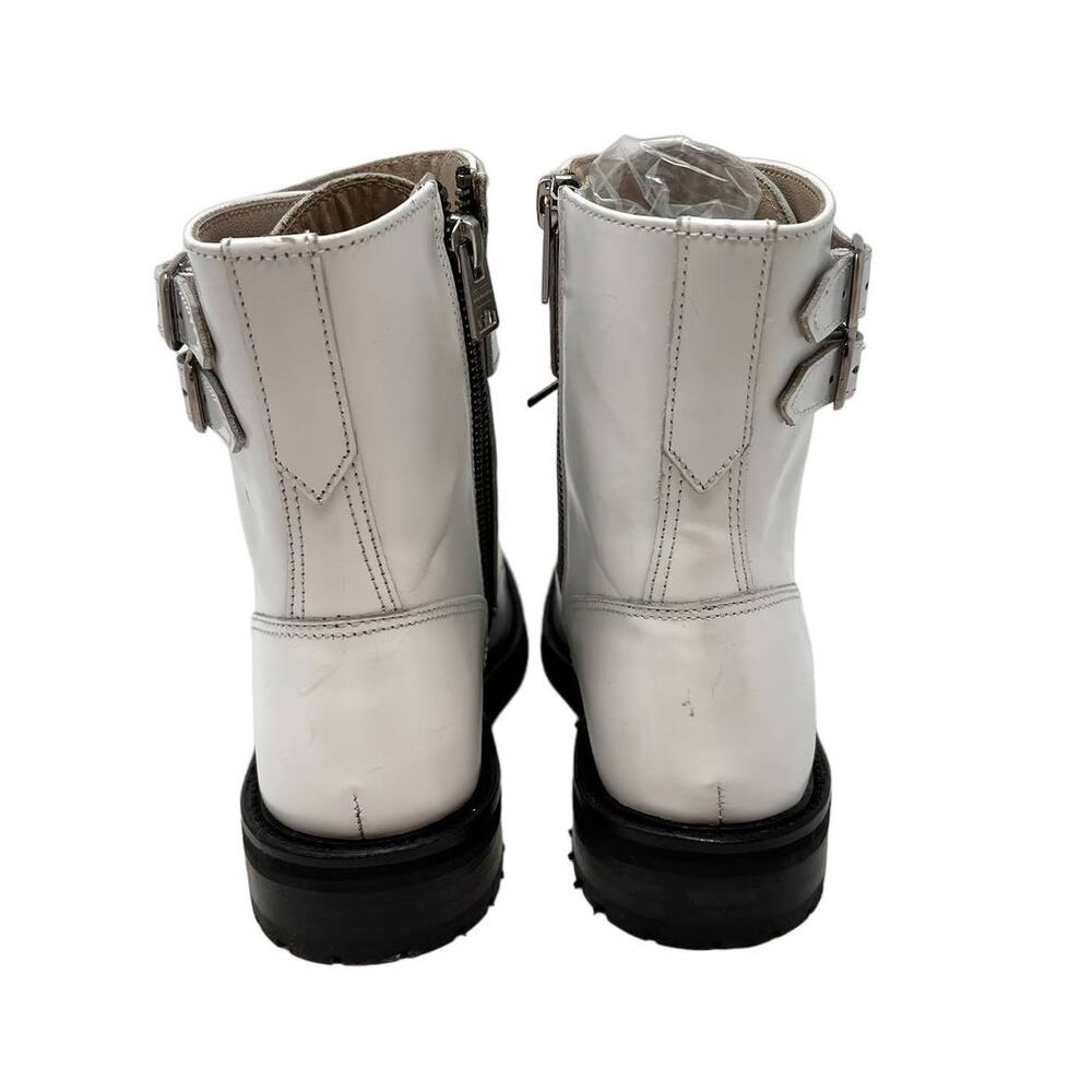 AllSaints Brigade White Leather Combat Buckle Lace Up Ankle Strap Boot EU 36 - Picture 5 of 12